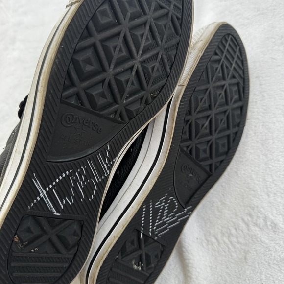 Converse Chuck Taylor All Star Shoes Mens Size 12 High Top Black Leather Sneaker - Picture 10 of 10